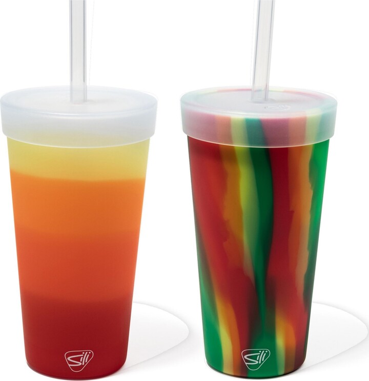 Silipint Straw Tumber 22oz: 2 pk - Marigold & Hibiscus