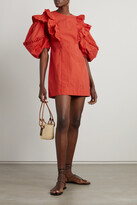 Thumbnail for your product : Rhode Resort Varja Ruffled Cotton-blend Poplin Mini Dress - Red