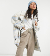 Thumbnail for your product : ASOS Petite DESIGN Petite brushed check jacket in baby blue