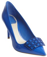Thumbnail for your product : Christian Dior blue leather cannge detail pointed toe pumps