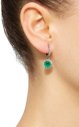 Planet 18K White Gold, Diamond and Emerald Earrings
