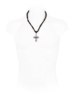 Thumbnail for your product : Emanuele Bicocchi Woven Leather & Silver Cross Necklace