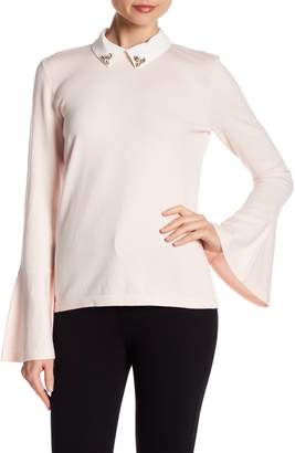 CeCe by Cynthia Steffe Embellished Collar Bell Sleeve Shirt