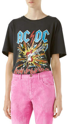 Gucci AC/DC Print Cotton T-Shirt