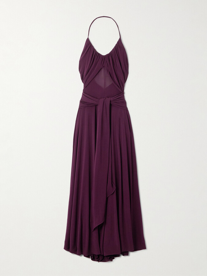 Alaia Stretch-jersey Halterneck Maxi Dress - Burgundy