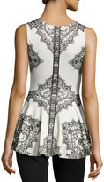 Thumbnail for your product : Romeo & Juliet Couture Paisley-Print Peplum Top, Beige/Black