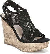 black lace wedge shoes