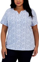 Thumbnail for your product : Karen Scott Plus Size Printed Henley Top, Created for Macy's