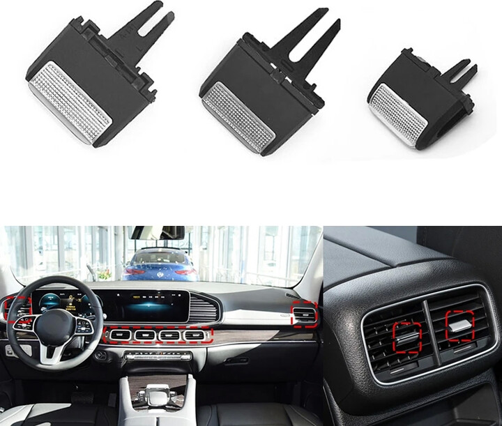 Cafoucs Front Dash Center Rear Air Conditioner Outlet Paddle Tab Clips For Mercedes-Benz W167 GLS GLE 350 400 450 500 580 2020-2024