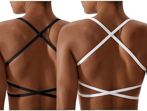 Litthing Women's Backless Sports Bra Workout Sexy Camisole Cross Back Tie  Crop Top Wireless Athletic Bralettes Strappy Tops for Fitness Yoga Gym -  ShopStyle
