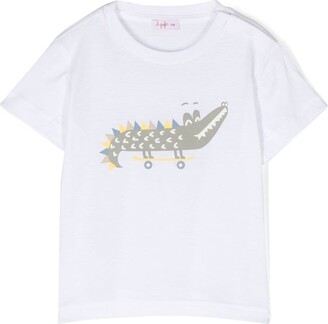 Il Gufo crocodile-motif cotton T-shirt