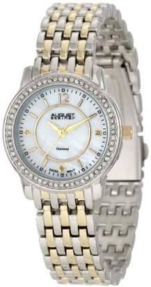 August Steiner Women's Petite Diamond Watch - Dazzling Diamond On Dial with Crystals on Bezel On Stainless Steel Bracelet - ASA827