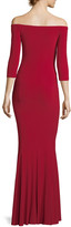 Thumbnail for your product : Norma Kamali Off-the-Shoulder 3/4 Sleeve Fishtail Gown