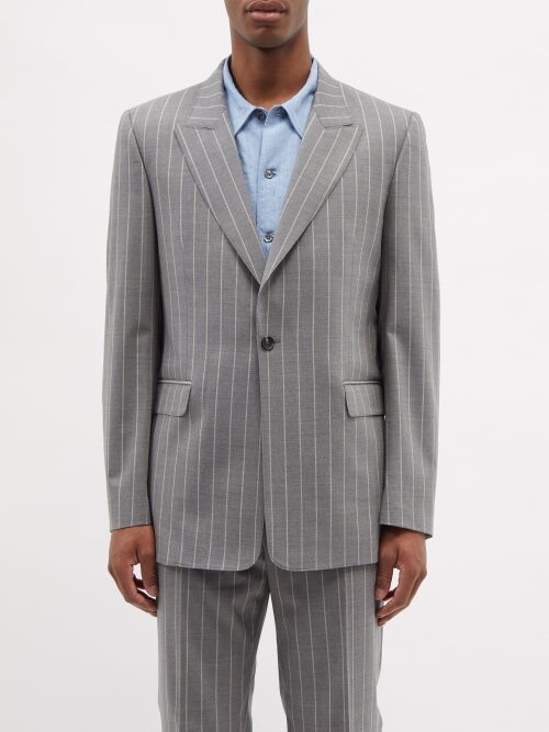 Sunflower Single-breasted Pinstripe Wool-blend Suit Jacket