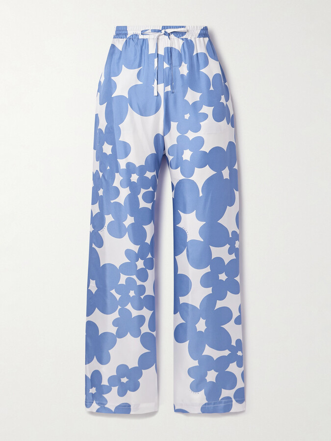 Marni Floral-print Silk-satin Twill Straight-leg Pants - Multi