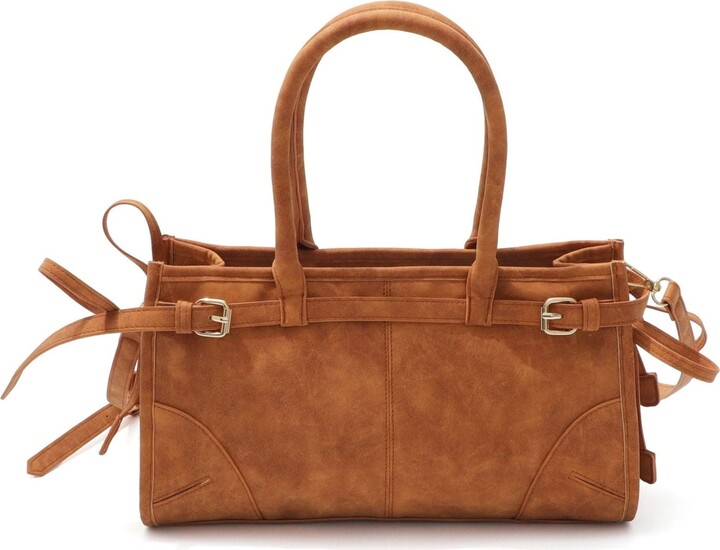 ADORNIA Brown Shoulder Bag with Belt Detail