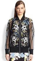 Thumbnail for your product : Erdem Embroidered Silk Organza Bomber Jacket