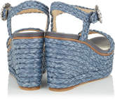 Thumbnail for your product : Jimmy Choo NYLAH 100 Natural Raffia Wedge Sandals with Crystal Buckle