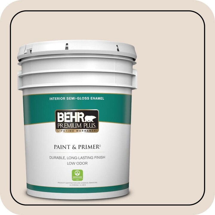 BEHR PREMIUM PLUS 5 gal. #PWN-62 Tuscan Beige Semi-Gloss Enamel Low Odor Interior Paint & Primer