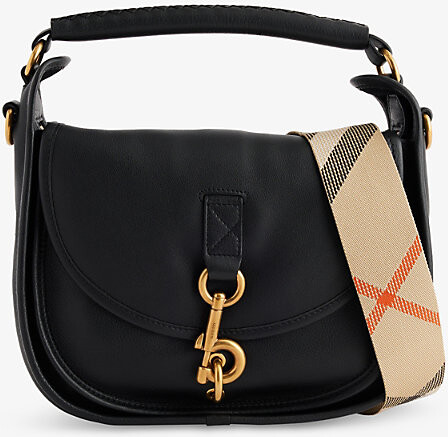 Burberry Womens Black Small B Clip Leather Messenger Bag