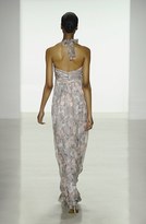 Thumbnail for your product : Amsale Print Crinkled Silk Chiffon Halter Gown