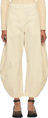 AMOMENTO Beige Curved Leg Trousers