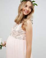 Thumbnail for your product : TFNC Maternity Maxi Bridesmaid Dress With Soft Floral Sequin Top