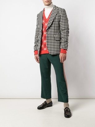 Gucci Houndstooth ruched-sleeve blazer