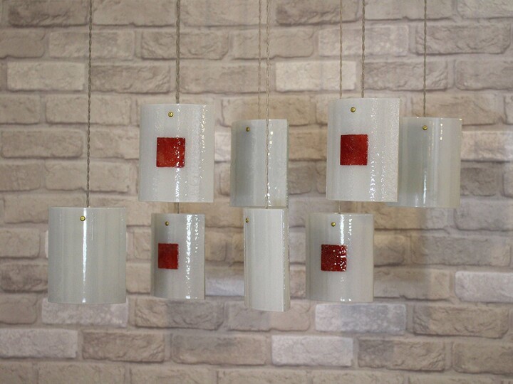 Etsy Fused Glass Pendant Lights. Chandelier With Shell Type Pendants. Series Shell