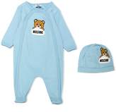 Thumbnail for your product : Moschino Kids teddy logo babygrow and hat gift set
