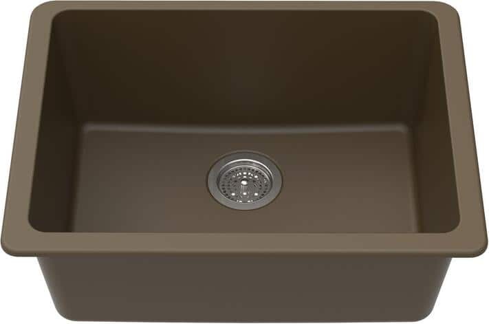 Winpro Undermount Granite Composite 25 in. L x 18-1/2 in. L x 9-1/2 in. Single Bowl Kitchen Sink in Mocha