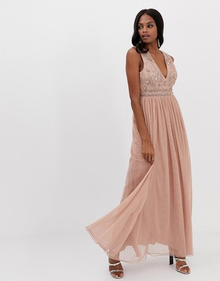 ASOS DESIGN maxi dress with embellished bodice and tulle skirt