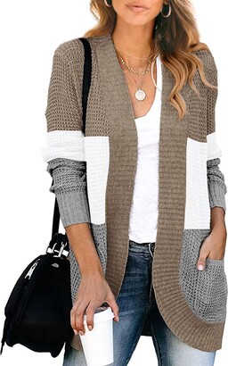 SweatyRocks Women's Graphic Embroidery Long Sleeve Loose Cardigan Open  Front Knit Cardigan Crop Sweater in 2023