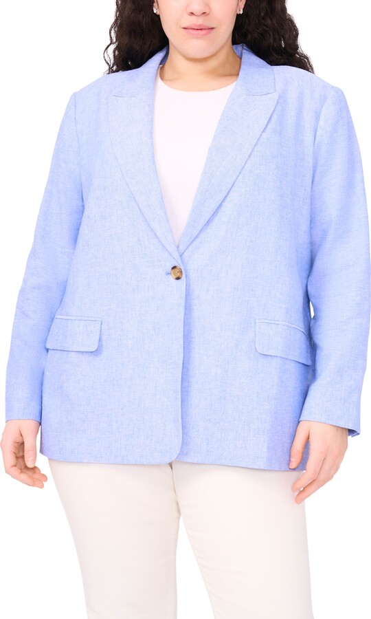 Halogen One-Button Linen Blend Blazer