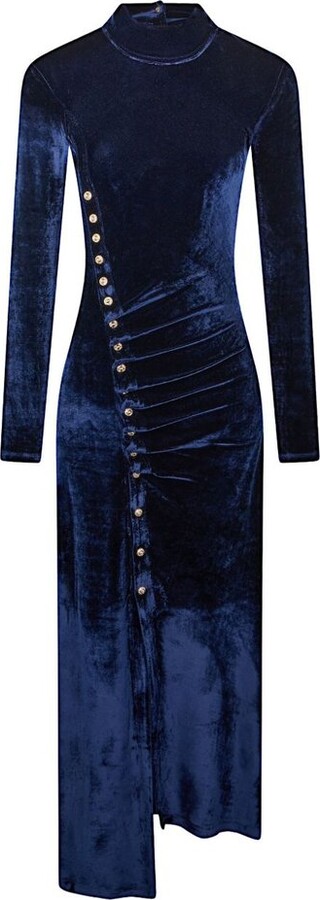 Paco Rabanne Draped Velvet Long Dress