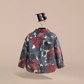 Thumbnail for your product : Burberry Beasts Print Cotton Shirt , Size: 18M, Blue