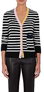 Lisa Perry WOMEN'S STRIPED CASHMERE CARDIGAN-BLACK, IVORY, PINK, YELLOW, NAVY SIZE M