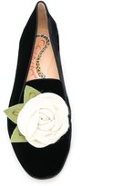 Thumbnail for your product : Charlotte Olympia Floral-Embellished Velvet Flats