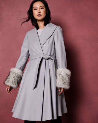 Ted Baker ZURII Wool wrap coat with detachable cuffs