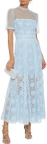 Thumbnail for your product : Costarellos Point D'esprit-paneled Embroidered Tulle Gown