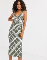 Thumbnail for your product : Asos Tall ASOS DESIGN Tall midi pencil dress with cut out and lattice embellishment