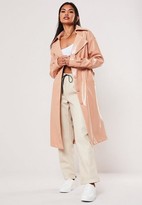 Missguided Nude Textured Vinyl Trench Coat - ShopStyle
