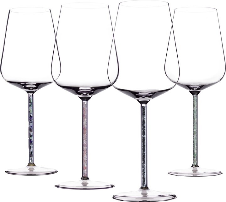 Assorted Crystal-Stemmed Wine Glasses - Four Piece