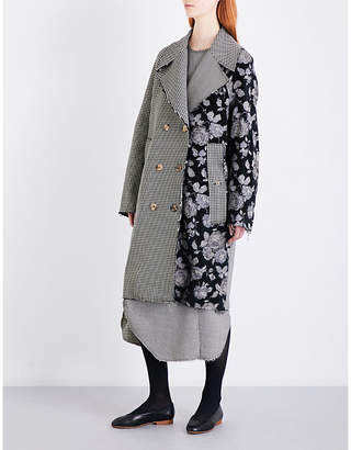Song For The Mute Floral and houndstooth-pattern woven coat