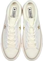 Thumbnail for your product : Converse Limited Edition One Star Ox Egret White Canvas Flatform Sneakers w/Gold Glitter Star