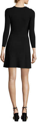 BA&SH Kilim Round-Neck Long-Sleeve Rib-Knit Mini Dress