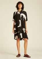 Thumbnail for your product : Paul Smith Women's Black Viscose-Blend 'Greyhound' Print Shirt Dress