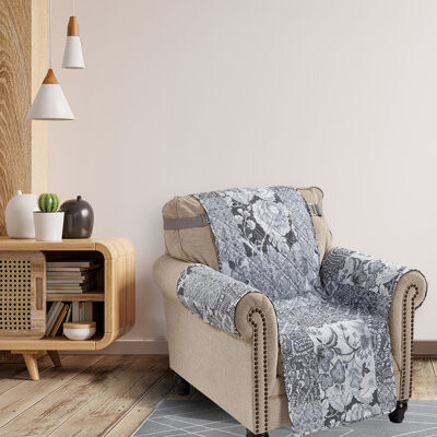 Couch Cover, Non-Slip Washable Quilted Sofa Cover With Back Armrest 2" Strap, Sofa Slipcover For Pet