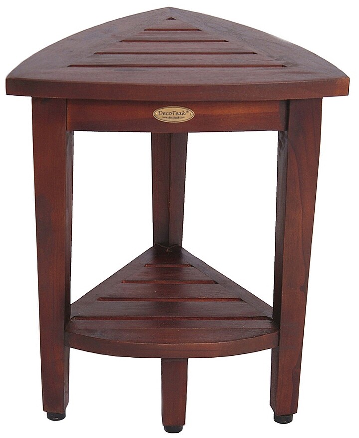Oasis Solid Teak Compact Corner Shower Bench With Shelf Brown ShopStyle
