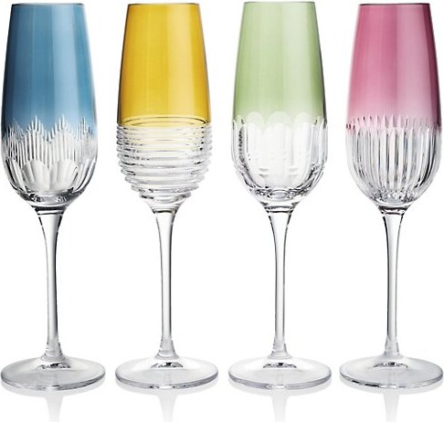 Waterford Mixology Mixed Colour Flute Glass, Set of 4 in Multicolor